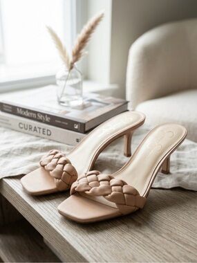 Jessica Simpson Braided Evernor Nude Heel Sandals Sz 10 (New)